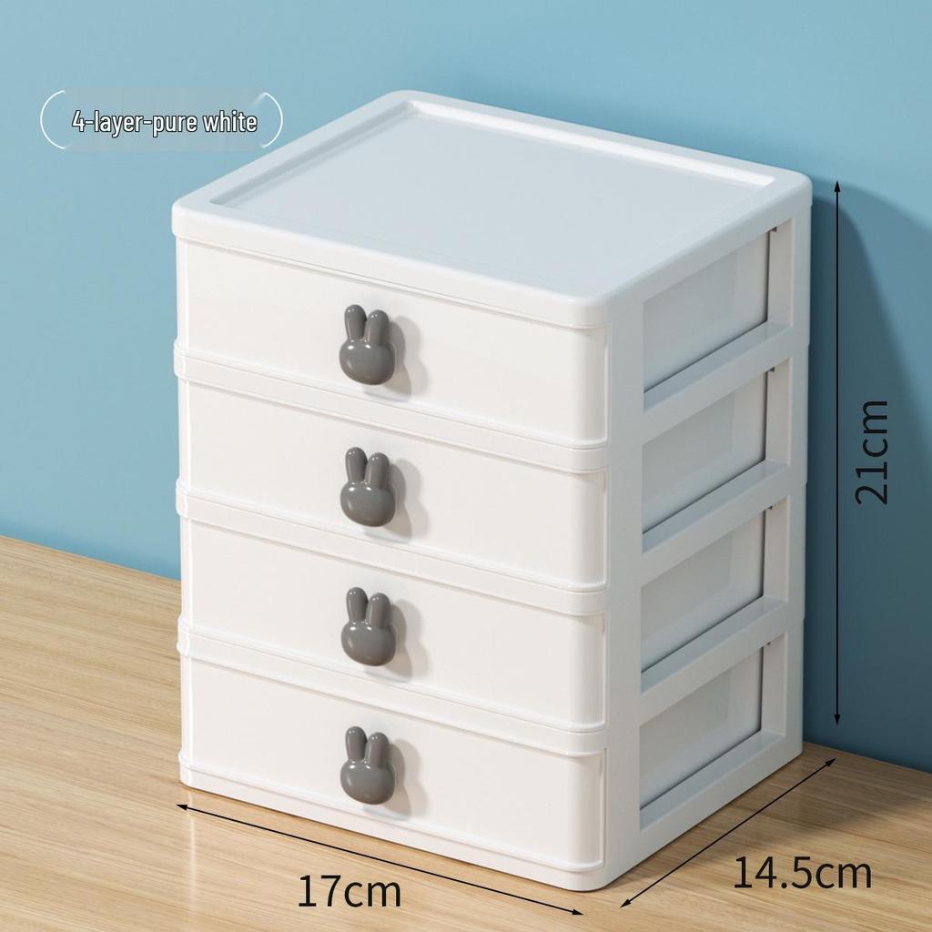 Cartoon Rabbit Transparent Mini Desk Storage Box with Drawers