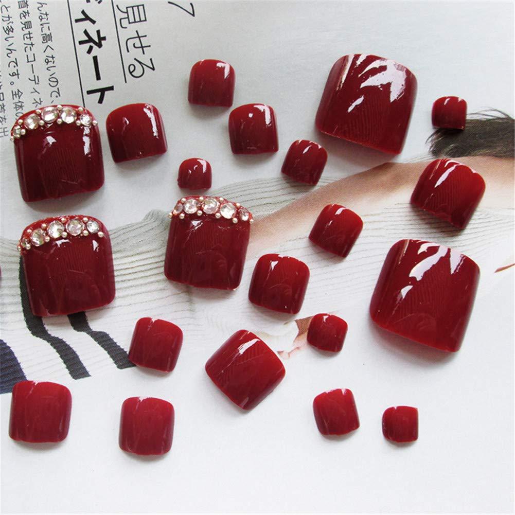 24Pcs Box Flower Pattern Rhinestone Decoration Artificial False Fake Nail Art Tip 1#Base Model