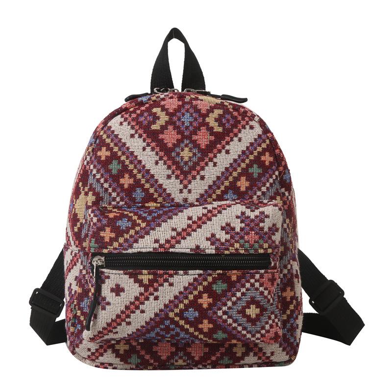 Large Capacity Canvas 2025 New Retro Ethnic Style Large Backpack Women's Business Trip Three-purpose Crossbody Backpack
