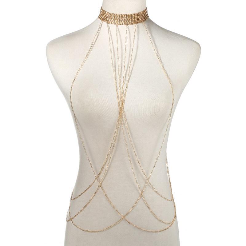 Exaggerated Multi-layer Metal Body Chain for Women - Nightclub Chest Jewelry