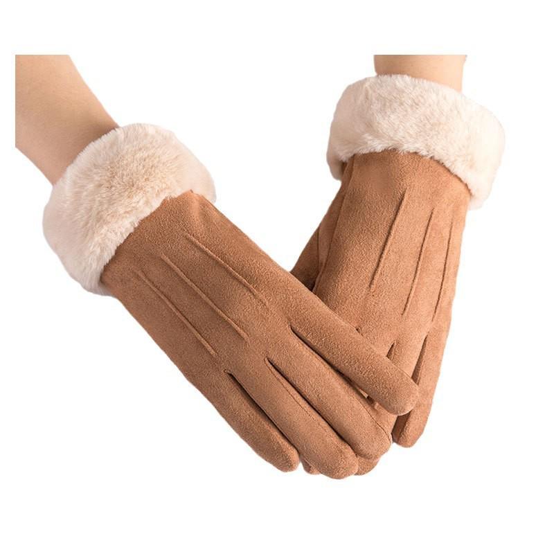 New Suede Fleece Women's Touchscreen Winter Gloves: Warm, Windproof, Cold-Resistant, Ideal for Outdoor Use