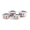 Stainless Steel Copper Bottom Belly Shape 4 Pc Tope/Cookware/Pot Set with Lid 380ML, 500ML, 780ML, 1.1Ltr, (Silver)