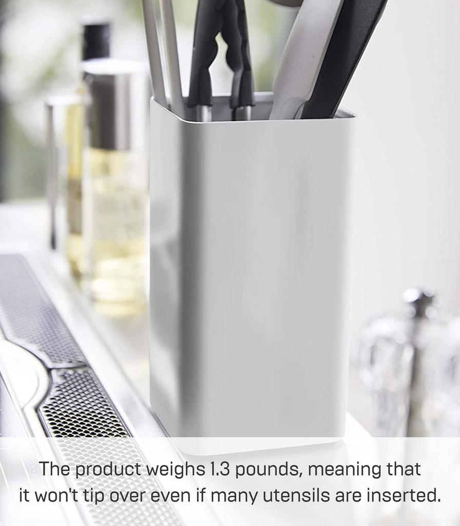 Yamazaki 5183 Kitchen Tool Stand Square White Approx. W9.5XD9.5XH18cm Plate Compact Yet Large Capacity