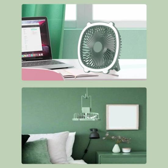 Desk Fan with 3 Adjustable Wind Speeds And Light Design USB Charging Hanging