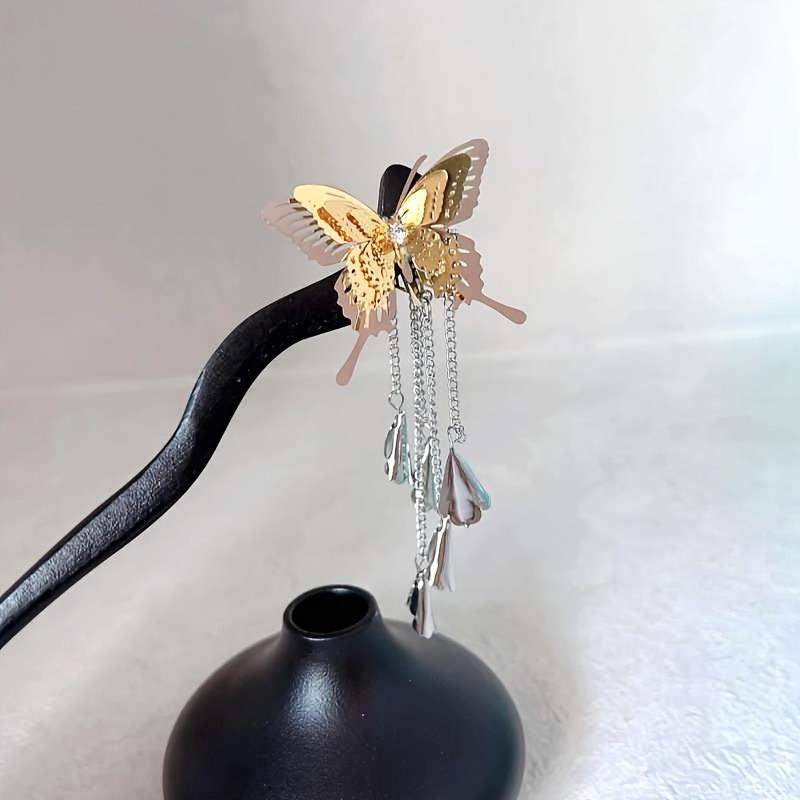 1PC Golden Butterfly Dancing - Tassel Butterfly Hairpin With New Chinese Style High End Charm Qipao Shooting Paired with Hairpin