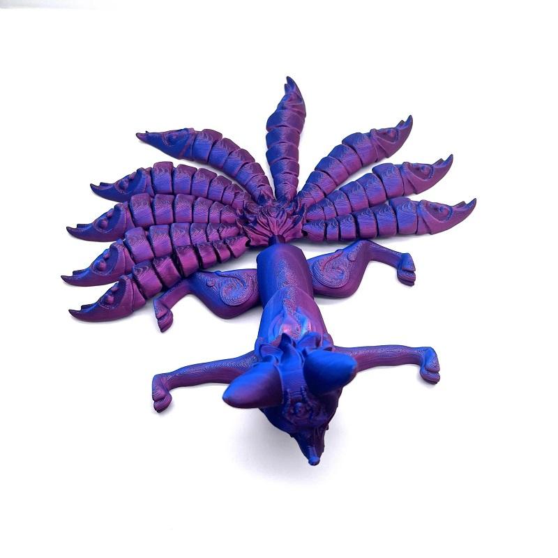 3D Printed Multi-joint Movable Model Nine-tailed Fox, Home Decoration, Children's Birthday Gift Toy
