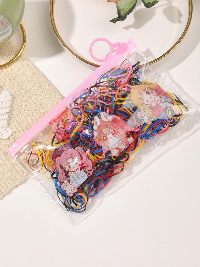 1 Package Girls Colourful Disposable Rubber Band Hair Ties Headband Children Ponytail Holder Bands Kids Hair Accessories