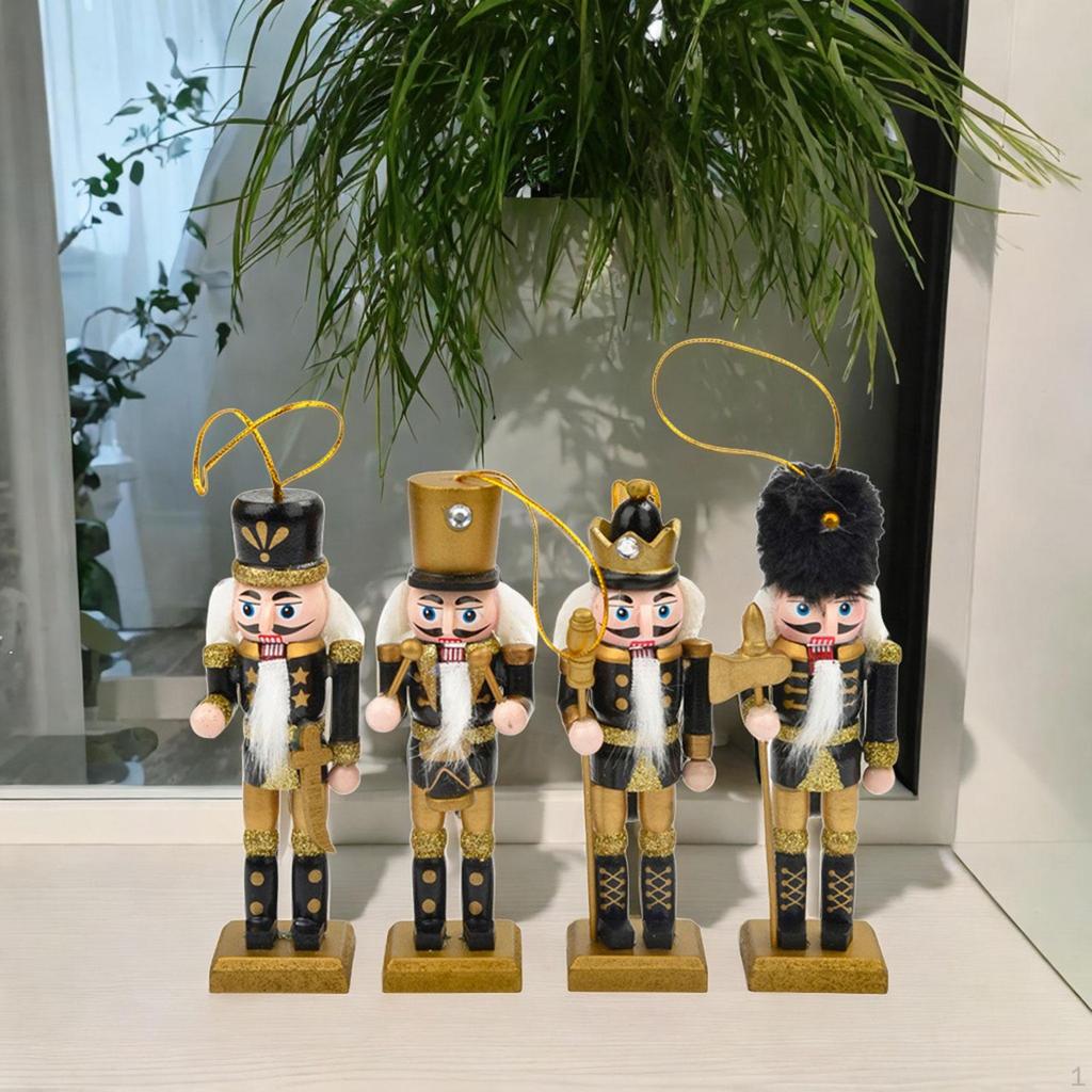 4 Pieces Nutcracker Soldier Figurine Sculptures Photo Props Pendant Figures Toy for Home