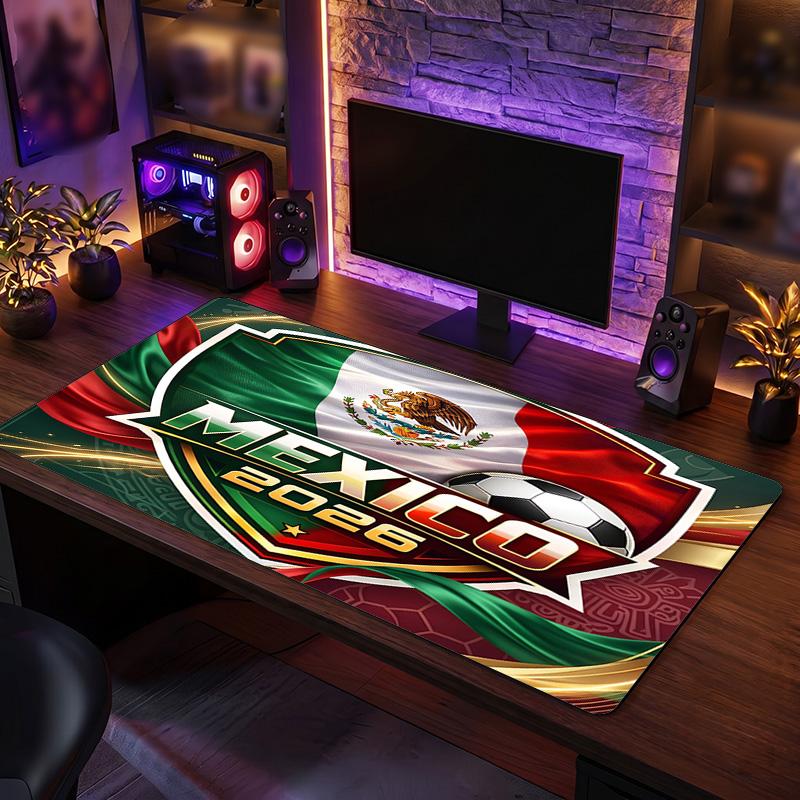 Mexico footbal Crest Mouse Pad, Extended Non Slip Rubber Desk Mat for Gaming Office Laptop Fan Gift