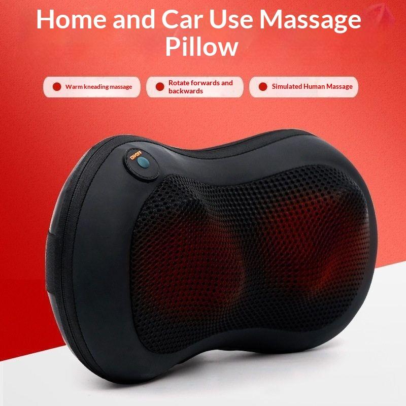 Portable 4D Heated Shiatsu Massager Pillow Ergonomic Neck Back Muscle Soreness Relief for Home Car Travel Office
