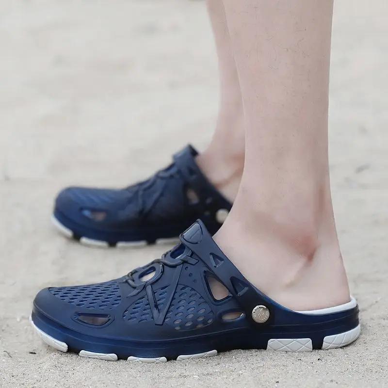 Fashion Slides Men's Shoe Male Slipper Hole Half Mules Eva Pvc Outdoor Beach Elegant Comfortable Cheap Shoes Liquidation Designer Luxury