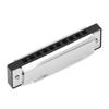 Diatonic Harmonica Aluminum Alloy 10 Hole C Key Portable Mouth Organ Musical Instrument Silver Gift