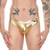 Sexy Faux Leather Thong Pánské spodní prádlo T-back Kalhotky Tanga Hombre Lingerie Nízký pas Černé kovové kroužky