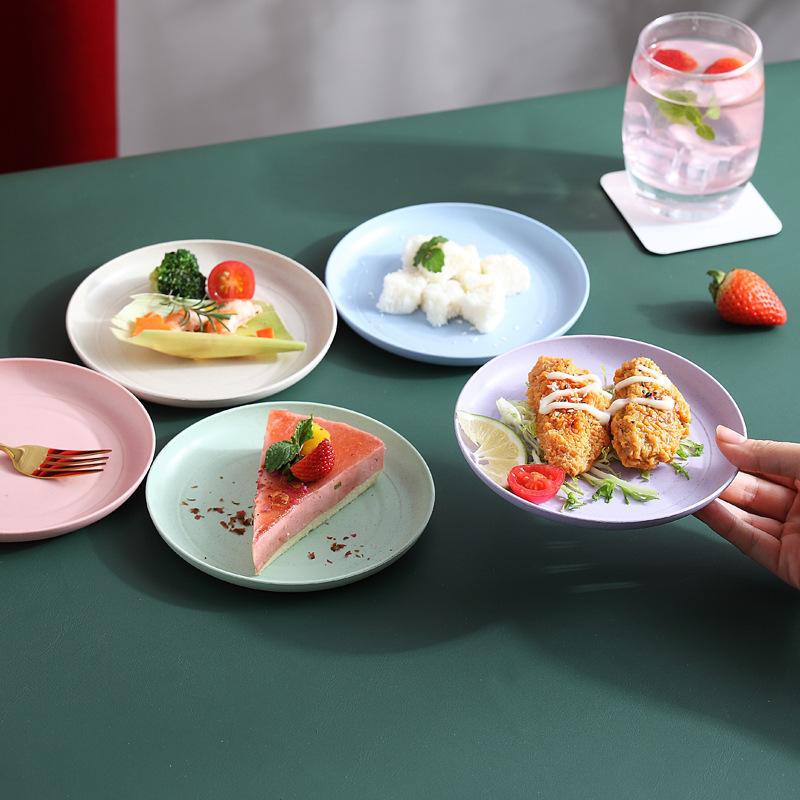 

5Pcs/Set Nordic Wheat Straw Plate Fruit Vegetable Plate Bone Spitting Plate Tableware Plate рожевий