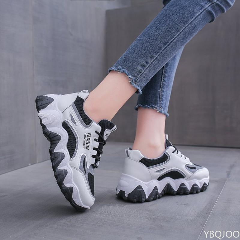 

Новые женские кроссовки в стиле папиных кроссовок, повседневные кроссовки на толстой подошве, универсальная сетчатая обувь, уличные нескользящие для бега, женская обувь Zapatos Mujer 40 чёрный