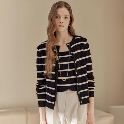 Stripe Sleeveless Top Cardigan Set Zd04tp001on