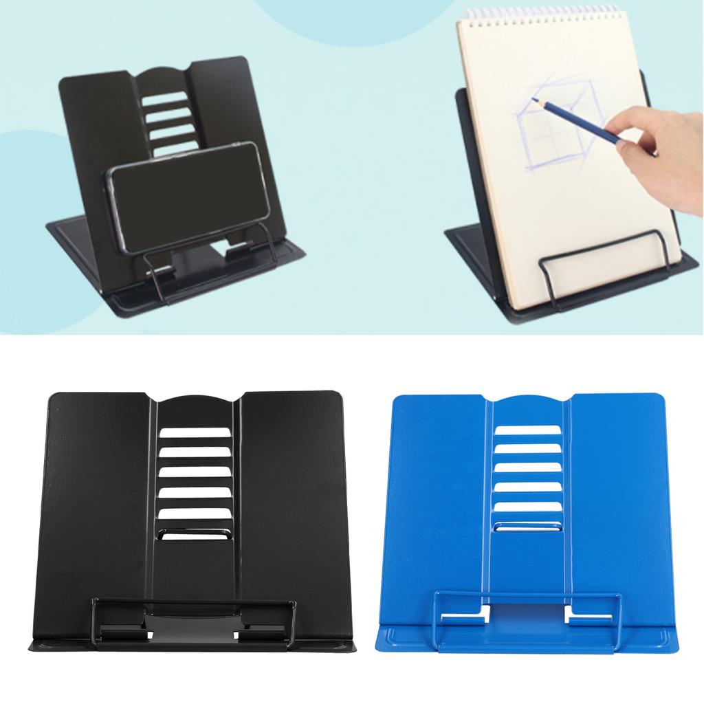 Book Stand 6 Speeds Adjustable Portable Metal Books Holder for Books Documents Reading Tablets Watch