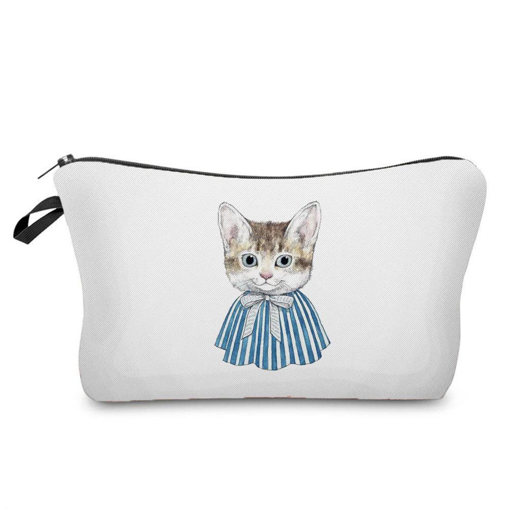 Women Cat Print Cosmetic Bag Toiletries Organize Travel Storage Case KTB