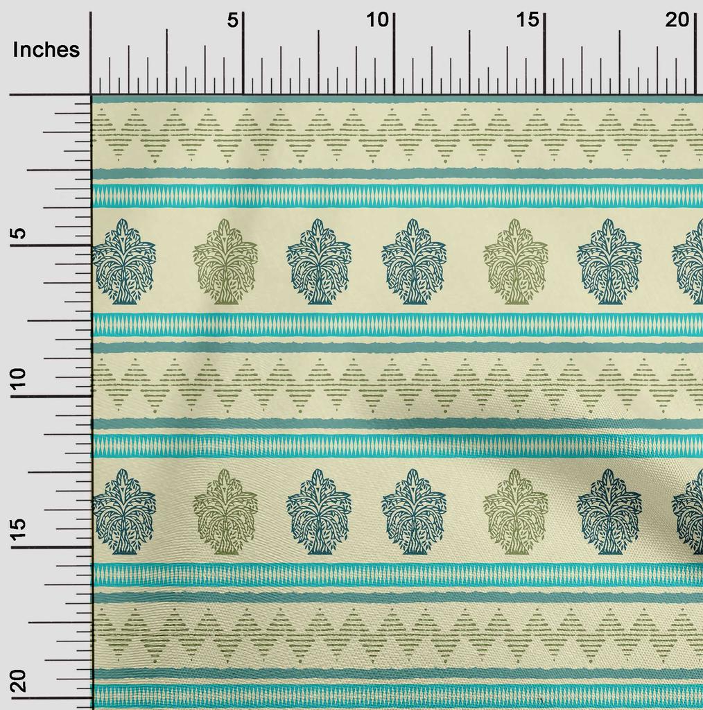 oneOone Bavlněná směsová látka Stripe|Chevron & Tree Block Dekorační látka Potištěná BTY 40 palců