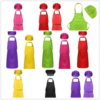Conjunto de delantal y gorro de cocinero ajustables para niños, unisex, para cocina, hornear, pintar, ropa de entrenamiento, delantales para niños y niñas