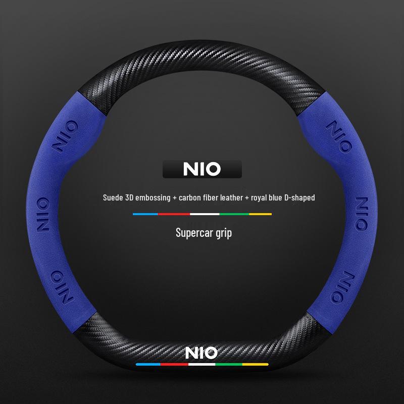 Nio EC6/ES6/ES8/ET7 Suede Carbon Fiber Steering Wheel Cover