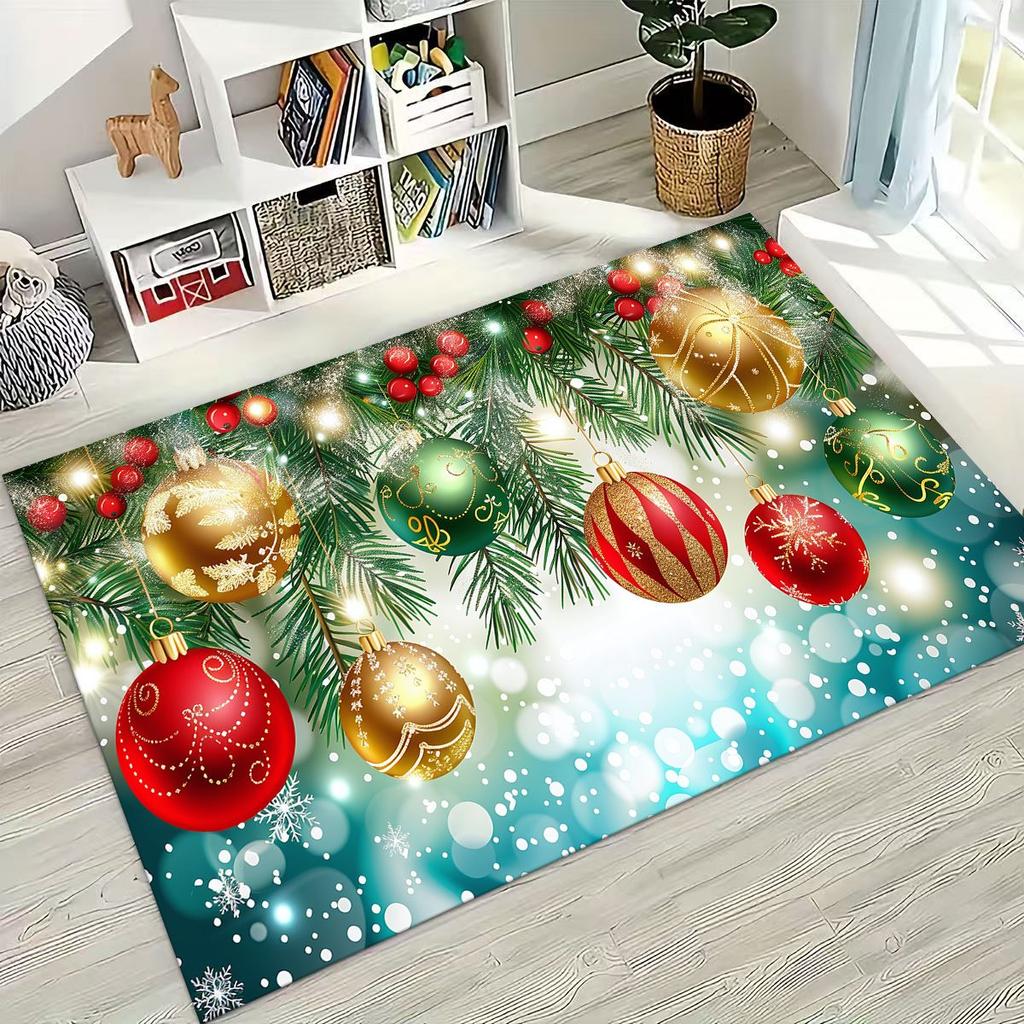 2026 New Merry Christmas Tree Santa Claus New Year Cartoon Carpet Rug for Bedroom Living Room Sofa Home Doormat Decor,Non-slip