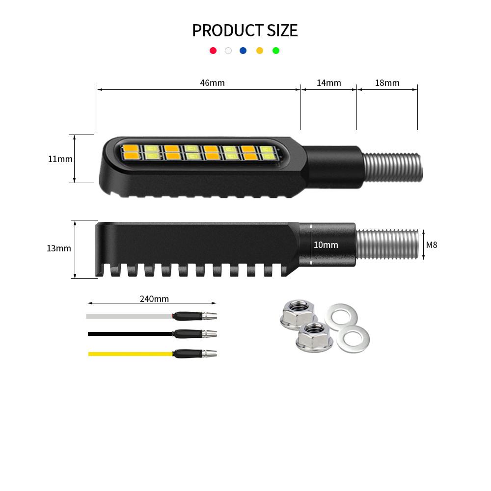 2Pcs 16LED 12V Dynamic Flowing Moto Light Turn Signals DRL CNC IP68 Waterproof