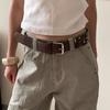 Vintage Rivet Waist Belt Leather Dress Jeans Belt Niche Women's Belt  Male Female