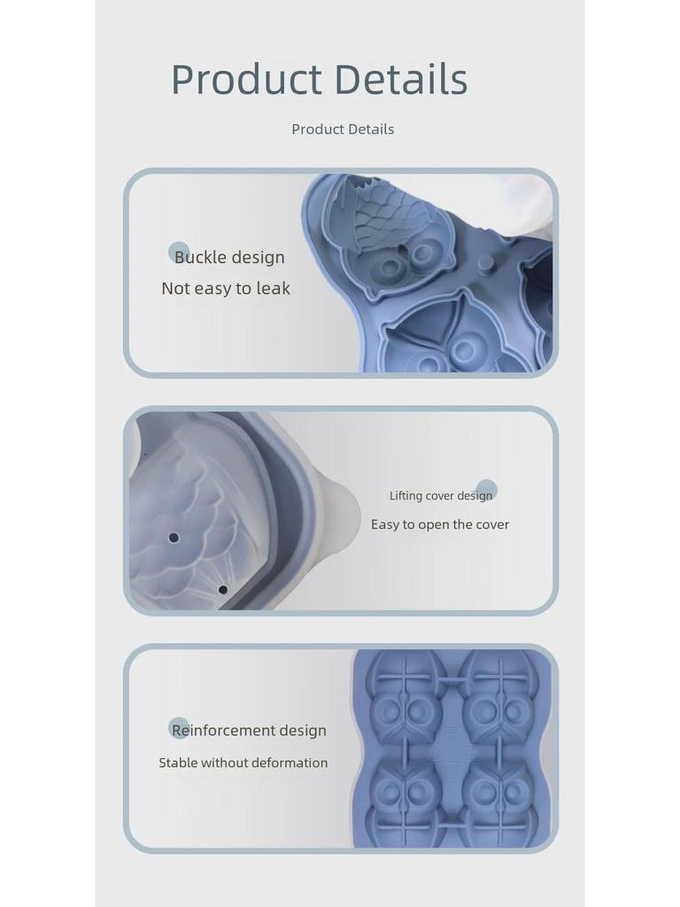 Silikon-Eiskugel- und Würfelform mit Eulen- und Katzenmotiv für Zuhause