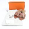 Pristine HERMES Mule Oasis H logo sandals Brown leather Women 36.5 071002Z Used