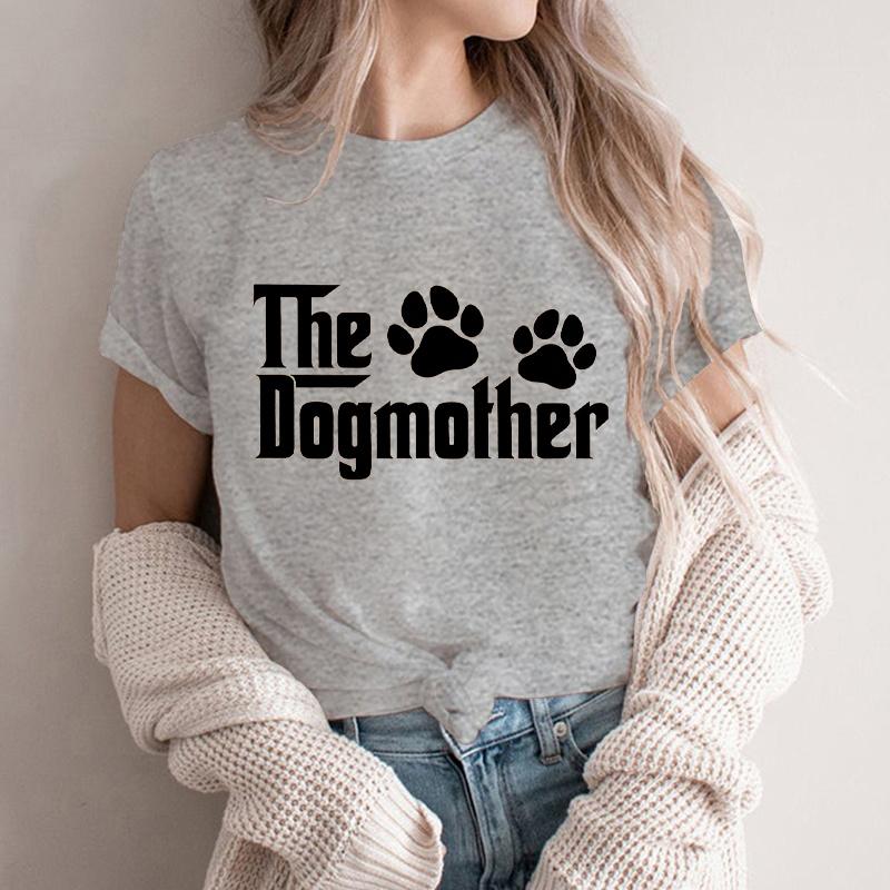 Women Vintage Puppy Paw Graphics Fun Letter Print T Shirts Crewneck Short Sleeve Dog Mama Life Streetwear Fashion Ladies Tshirts