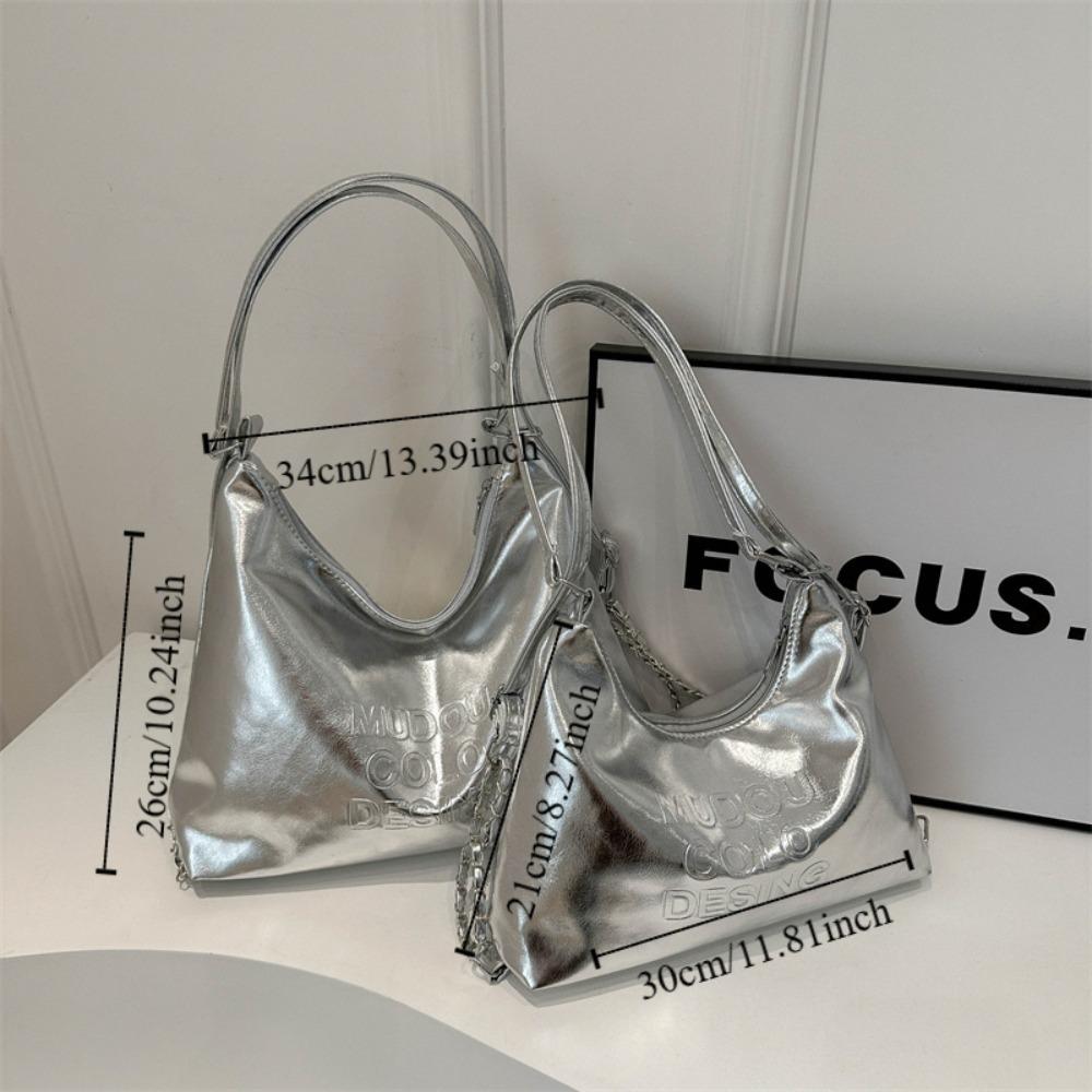 Large Capacity Women's Underarm Bag Korean Style Casual Commuting Bag Pu Leather Tote Bag  Travel