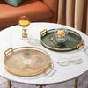 Elegant Double-Ear Round Tray: Thickened Plastic Fruit Plate & Tea Tray for Living Room