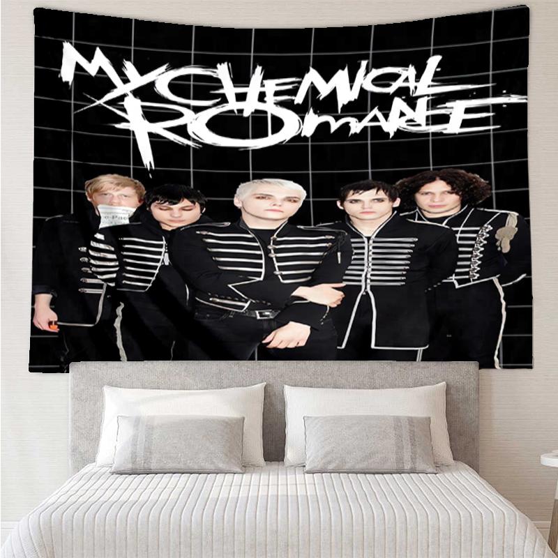 My-Chemical-Romance Print Tapestry, Backdrop, Easy Setup, Ideal for Bedroom, Office & Living Room, with Aesthetic Wall Hanging Decor.