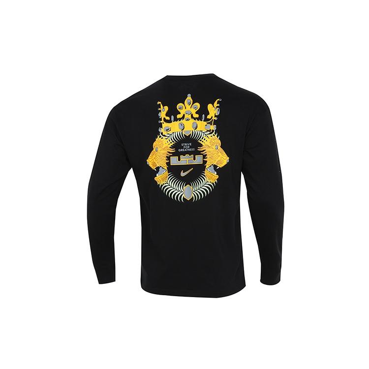 Men s Nike Lbj Nk Lion Ls Max90 Tee Alphabet Printing Sports Round Neck Long Sleeves Black T-Shirt DM2465-010 M