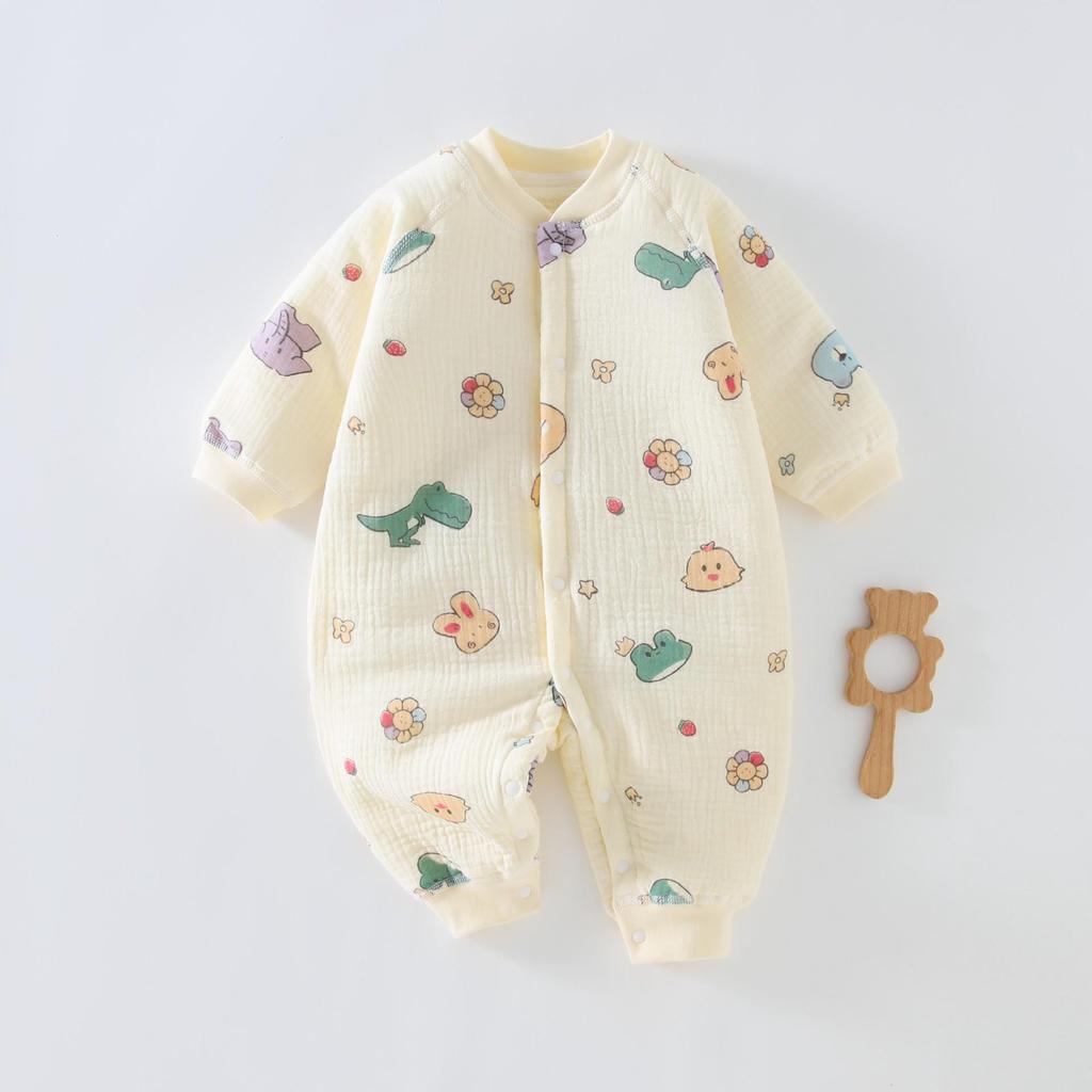 Pure Cotton Gauze Autumn/Winter Jumpsuit for Toddlers - Universal Newborn Warm Thin Cotton, Thickened Crawling Clothes