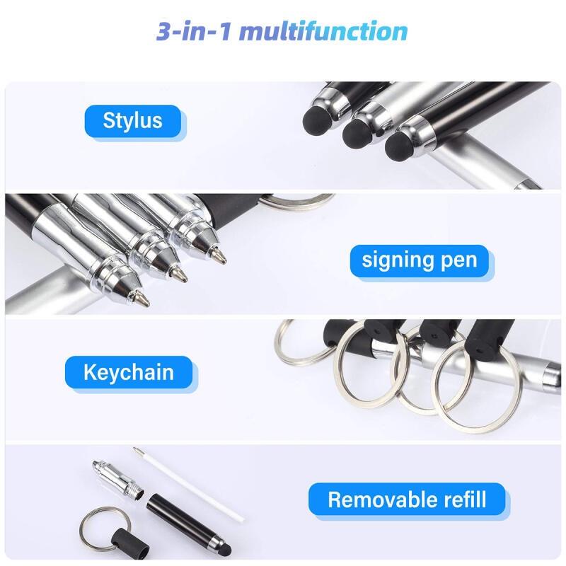 HdoorLink  Multifunctional 3 in 1 Stylus Pen Signing Pen With Key Ring Capacitive Touch Screen Tablet Pen Smart Pencil Accessories