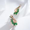 Boucles d'oreilles creuses géométriques en Zircon vert pour femmes, bijoux tendance, cadeau