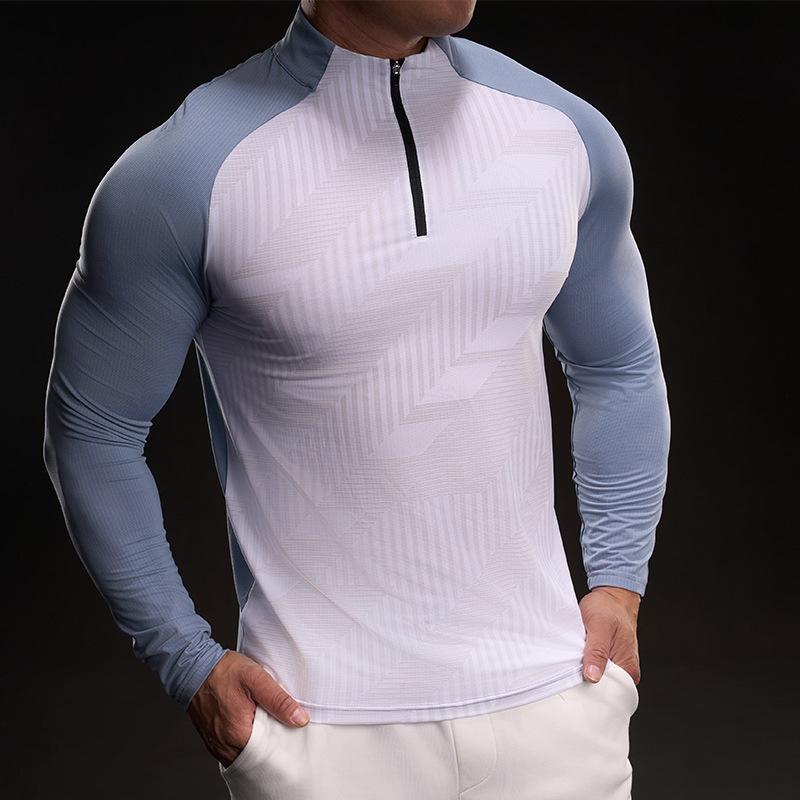 New Long-sleeved Training Suit T-shirt Men's Slim Sports Bodysuit Casual and Fashionable Pure Color