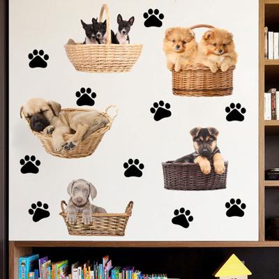 Cartoon Paw Dog Puppy Removable Wallpaper Wall Sticker DIY Decal Kids Room Decor