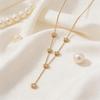 Elegant Stainless Steel Y-Shaped Necklace with Exquisite Flower Pendant for Women