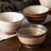 Marui Pottery Shigaraki Ware Hechimon Rice Bowl, Diameter approx. 12cm, Coarse Brushstroke Finish, Brown, MR-3-4557