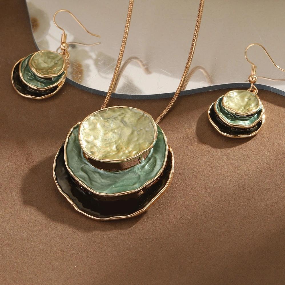 Цветные серьги-подвески из ракушек, богемные масляные серьги, ожерелье, женский набор украшений разноцветный