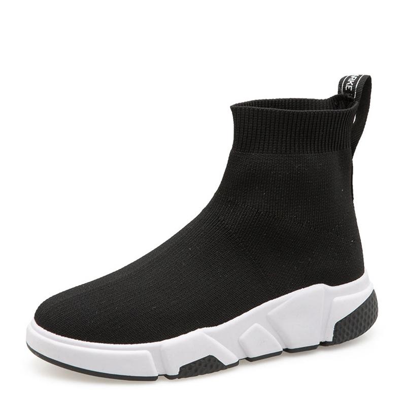Stripete høy topp sokkesko dame plattform myke elastiske slip-on sokkesneakers dame tykk bunn dempesko kvinne 40