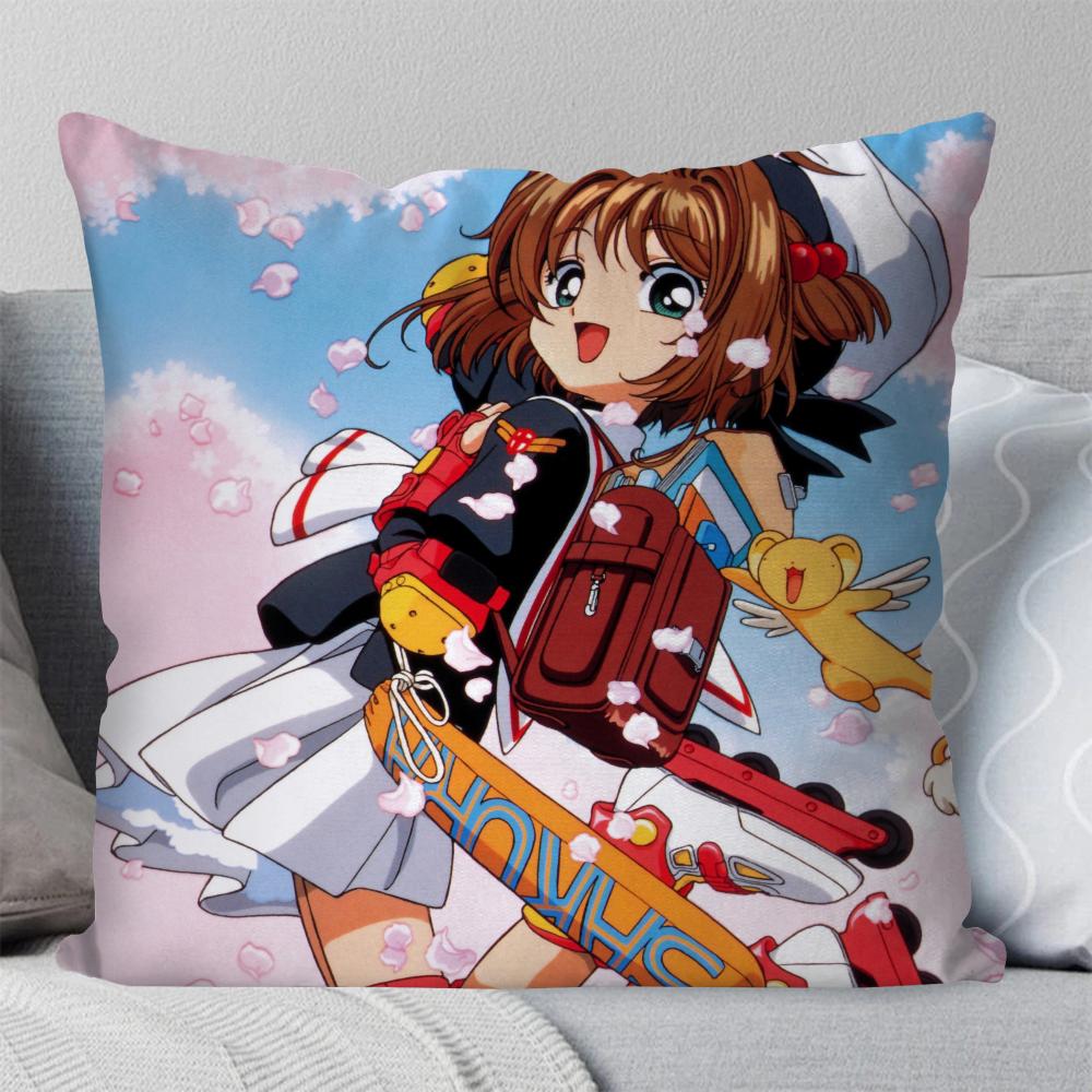 1pc C-Cardcaptor S-Sakura Magical Girl Manga Pillow Case Square Pillow Bedroom Sofa LeisureCar Living Room Home Decoration 40X40