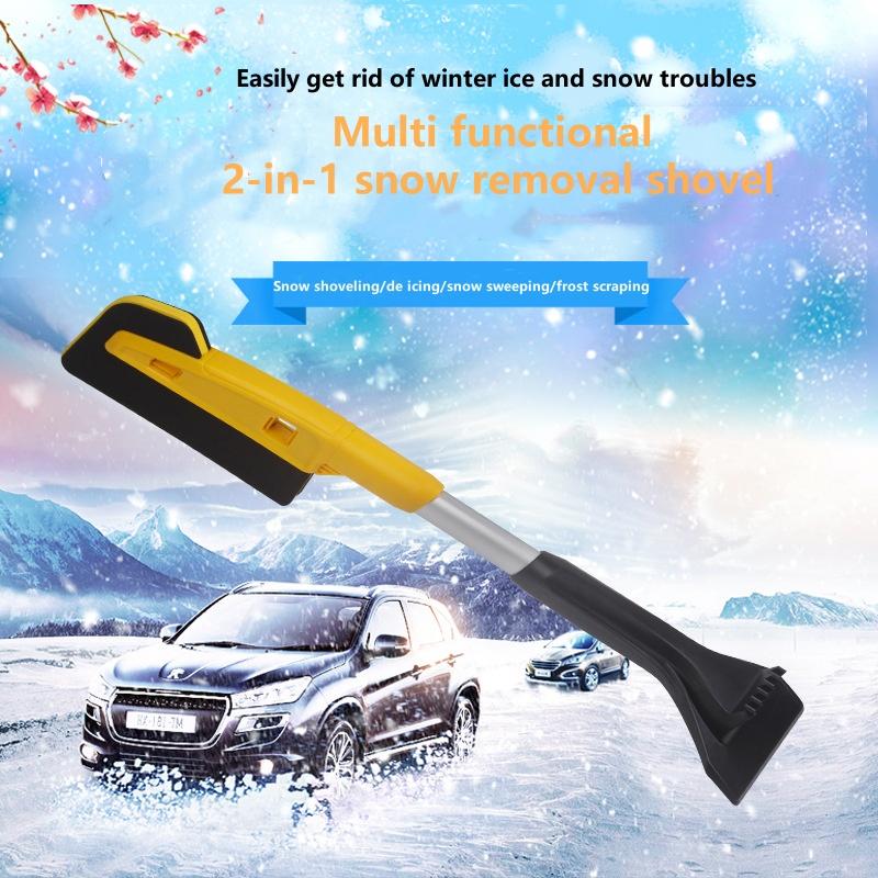 Removable Telescopic Car Snow Removal, No Damage To Paint, Wear-resistant EVA Sponge Car with Ice Shovel Snow Brush