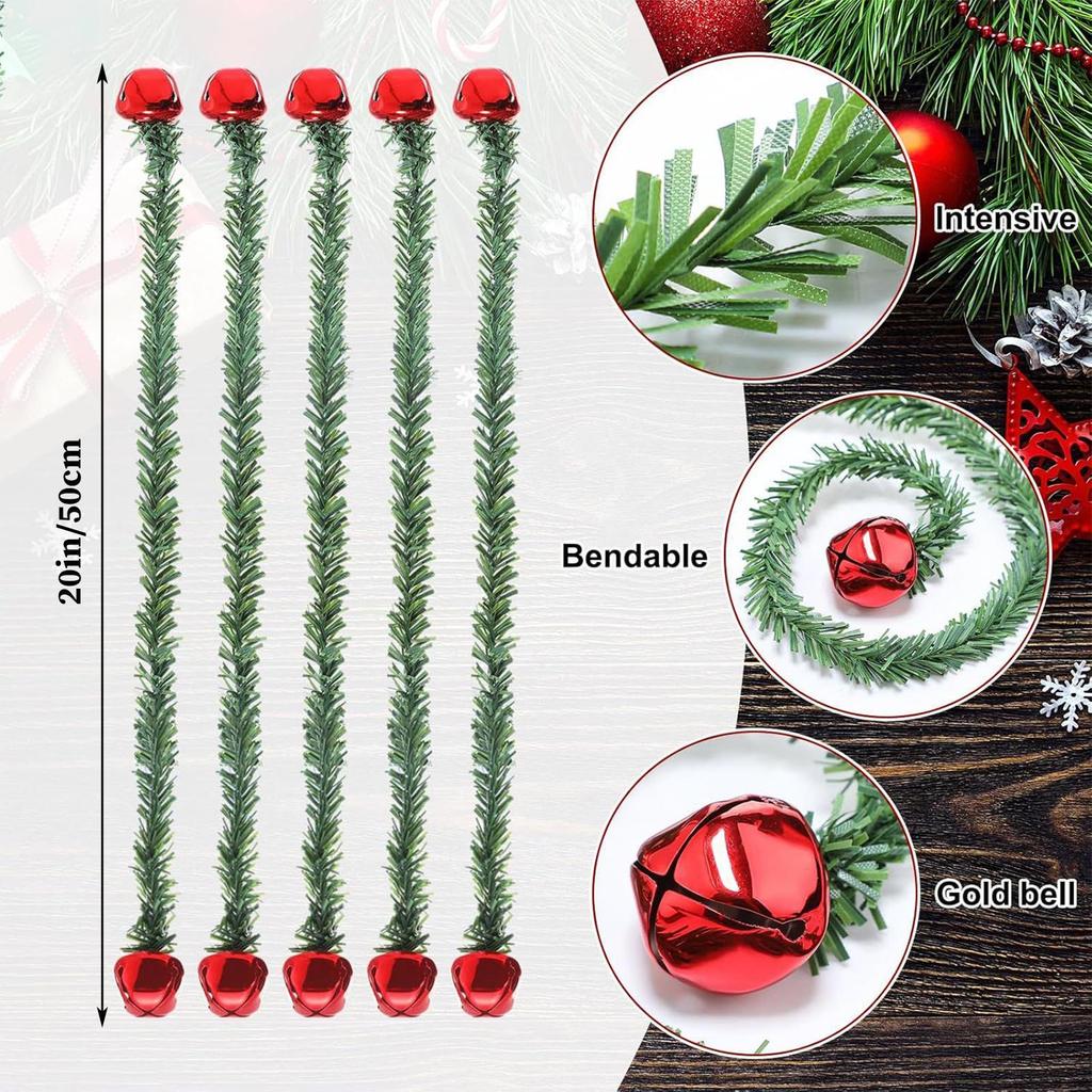 Banister Garland Ties 8 Piece Ribbon Hanger Reusable With Bells Garland Ties For Stairs For Christmas Tree Lights Bows Stairs
