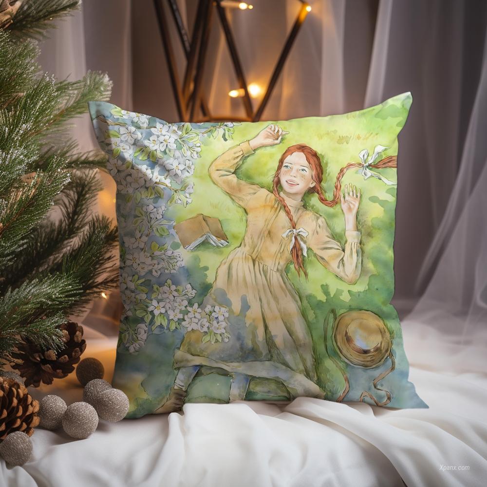 Books Anne of Green Gables Cushion Cover Premium Comfort Reversible Pillow Cove -Two in One Design for Any Room & Car Interior