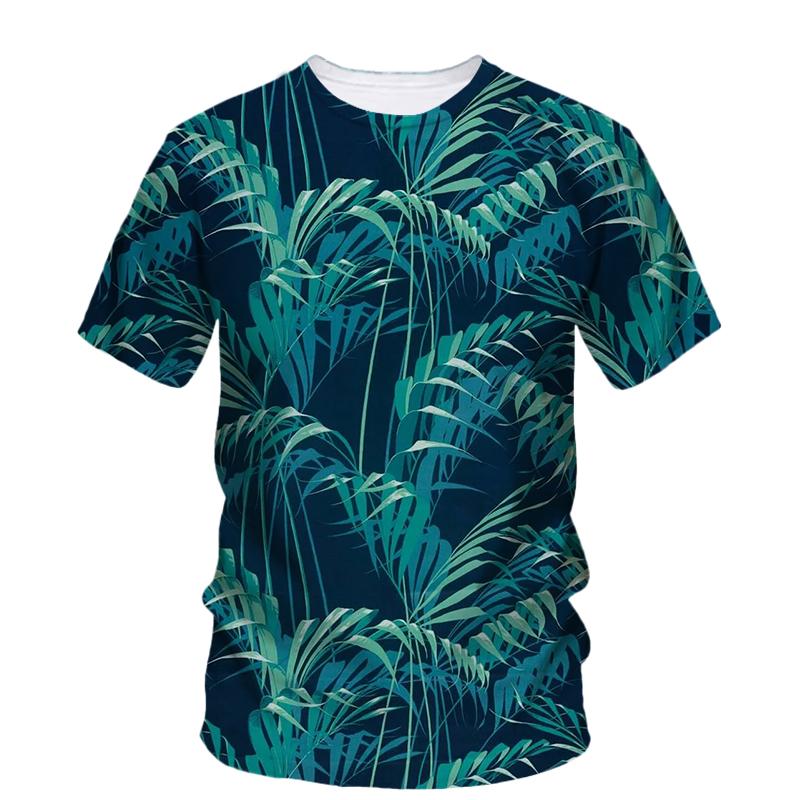 Summer Originality Plant Leaves Graphic T-shirts Trend Casual Personality Fun Printed O-neck Short Sleeve Men's T-shirts