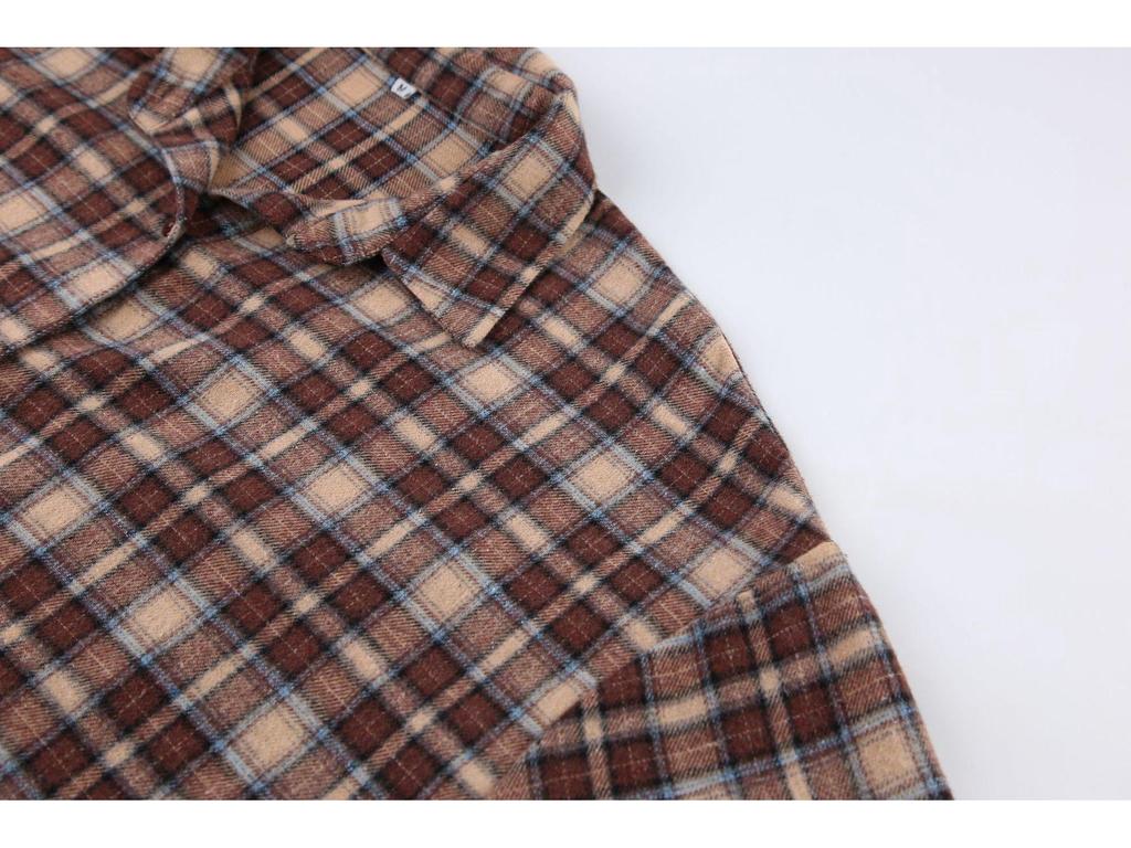 2024 European Retro Plaid Long Women's Shirt